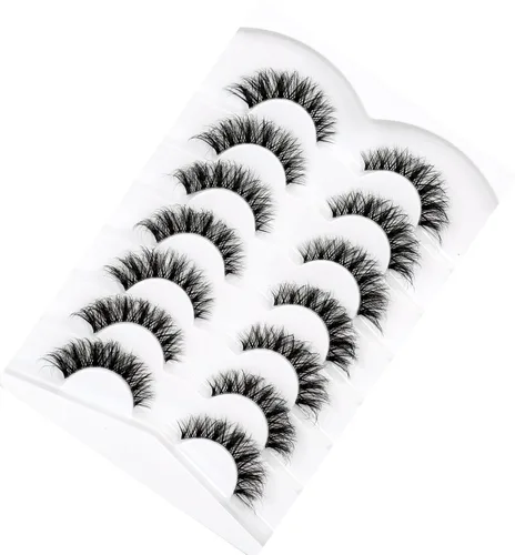 Miniatura 692 de Pooplunch - Pestañas postizas finas de visón sintético, estilo ojo de gato, naturales, cruzadas, tipo racimo, efecto 8D de volumen, tiras