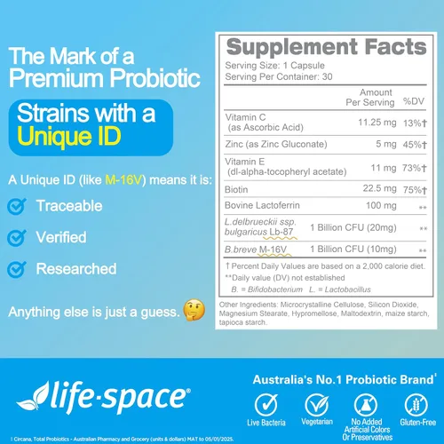 Miniatura 8 de Life-Space Probiótico para aliviar el acné + reequilibrio de la piel, fórmula científica 6 en 1 y 2 mil millones de UFC, apoya el control