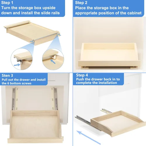 Miniatura 6 de LOVMOR Organizador de gabinete extraíble de 13.5 pulgadas de ancho x 21 pulgadas de profundidad, estantes extraíbles para gabinete con cierre suave