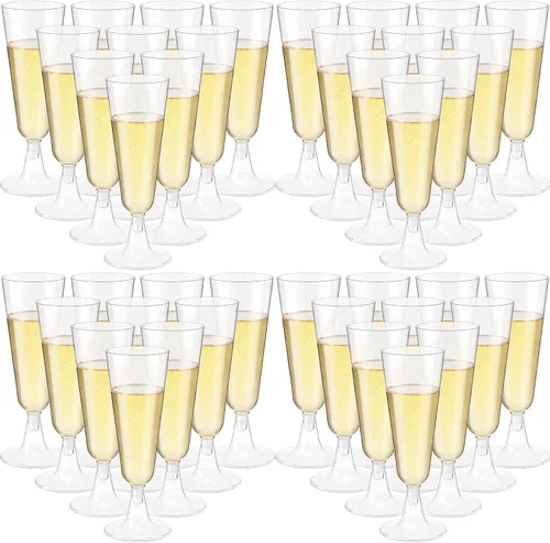 Chengu 150 piezas de copas de champán de 5 onzas de plástico desechables, copas de vino de cristal, copas de cóctel reutilizables de plástico para