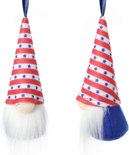 Miniatura 5 de Juego de 10 adornos colgantes para el Día de la Independencia del 4 de julio, gnomos patrióticos, hechos a mano, felpa, regalo del día