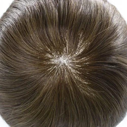 Miniatura 43 de Sistema de repuesto de cabello humano europeo con encaje frontal suizo para hombre, tupé para hombre, pieza de cabello, nudo blanqueado, línea #17