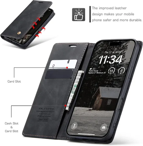 Miniatura 2 de QLTYPRI Para iPhone Air Case Wallet Con Tarjetero, Vintage PU Cuero Kickstand Cierre Magnético A Prueba De Golpes Folio Libro Funda Para IPhone 17