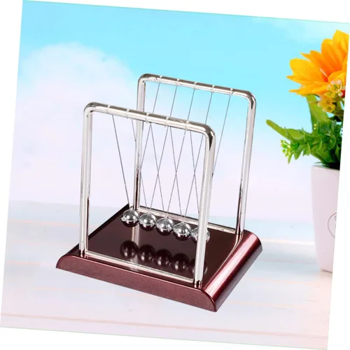 Miniatura 4 de Toyvian Péndulo de bola de Newton grande con diseño cuadrado de metal para decoración de escritorio de oficina en casa, ciencia física, demostrando