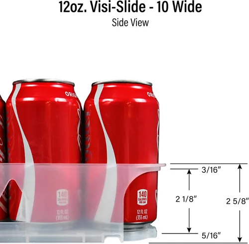 Miniatura 9 de Display Technologies Visi-Slide - Organizador alimentado por gravedad para bebidas de anillo bajo de 12/16 onzas en estantes planos y angulados