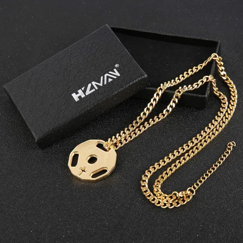 Miniatura 5 de HZMAN Collar con colgante de cadena de barra de acero inoxidable para hombre