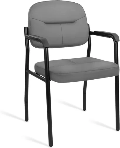 Miniatura 13 de CLATINA Juego de 2 sillas de cuero para invitados de oficina, sillas de recepción, sin ruedas, con reposabrazos y soporte de madera, sillón