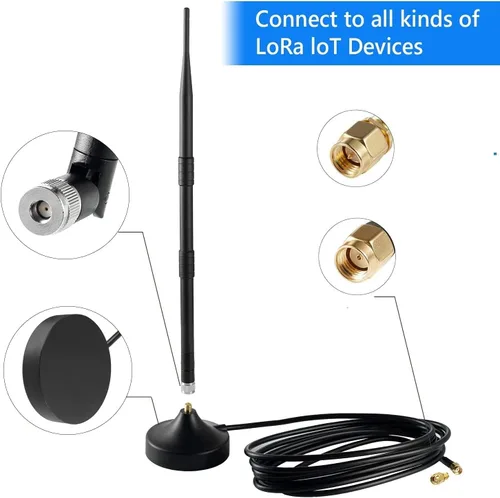Miniatura 4 de Lora - Antena de 915 mhz 8dbi de largo alcance con base magnética con cable de 10 pies para helio Hotspot Nebra Bobcat 300 SenseCAP M1 Hotspot