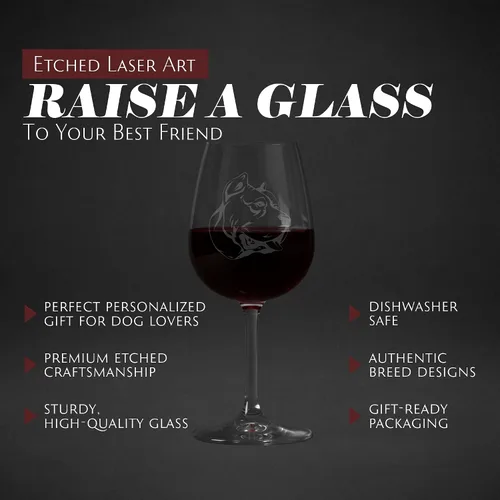 Miniatura 2 de Copa de vino de 12.75 onzas con diseño de perro grabado