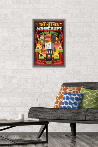 Miniatura 2 de Trends International Minecraft - Póster de The Nether Wall, 14.725 x 22.375 pulgadas, versión enmarcada de madera de granero