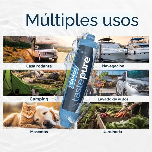 Miniatura 7 de Camco Tastepure - Filtro de agua para autocaravana, filtro de agua avanzado en línea con protector de manguera flexible, filtración GAC y KDF