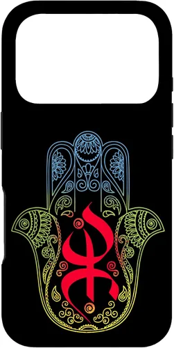 Miniatura 29 de Funda para iPhone 13 Pro Max Khamsa Amazigh Berber con símbolo de Yaz con colores vibrantes de la bandera