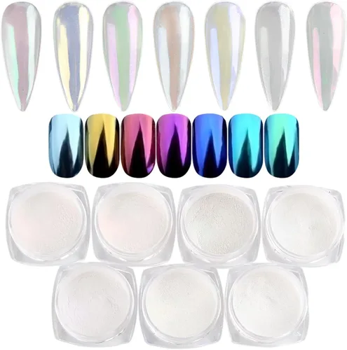 Miniatura 11 de Juego de polvos de uñas cromados, 14 colores, rosa, azul, plateado, efecto metálico, polvo de espejo para uñas con pinceles, pigmento holográfico