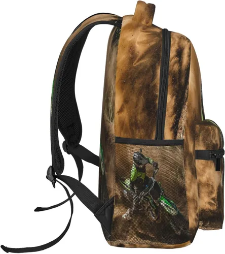 Miniatura 4 de Mochila de motocross para niños, niñas y hombres, mochila de viaje para computadora portátil casual, mochila universitaria de regreso a la escuela