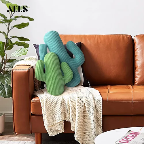 Miniatura 5 de AELS Juego de 2 almohadas decorativas de cactus, juego de almohada de felpa de cactus a rayas de pana de 22 y 14 pulgadas, almohada para siesta