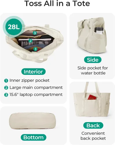 Miniatura 50 de BAGSMART Bolsa de mano para mujer con cremallera, bolsa de gimnasio con compartimentos, bolsa de trabajo para enfermera, baile, bolsa de yoga