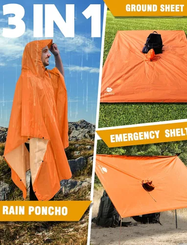 Miniatura 80 de ANYOO Poncho de lluvia con capucha para adultos, impermeable, ligero, para hombres y mujeres, chaqueta de lluvia reutilizable para emergencias al