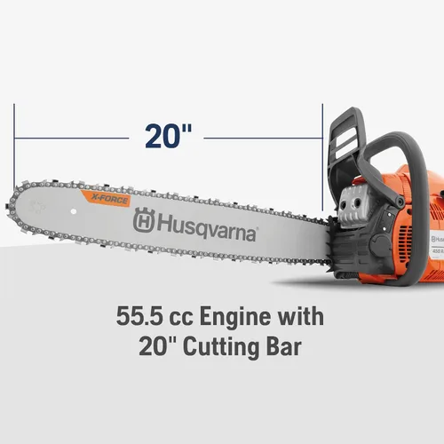 Miniatura 2 de Husqvarna 455 Rancher Motosierra de Gas, 55-cc 3.5-HP, Motor X-Torq de 2 Ciclos, Motosierra de 20 Pulgadas con Engrasador Automático, Para Corte