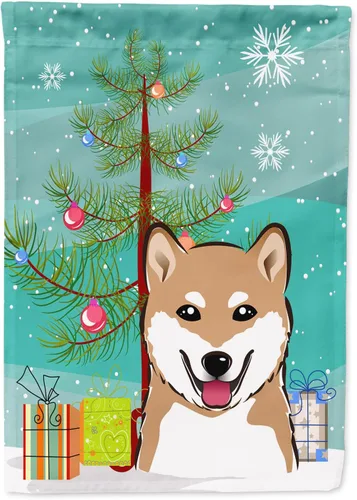 Miniatura 51 de Caroline's Treasures BB1622CHF - Bandera de casa Shih Tzu con árbol de Navidad y gris plateado para porche, grande, para colgar en la pared
