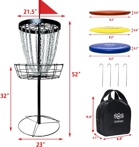 Miniatura 2 de Disc Golf Basket - Portable Disc Golf Target with Heavy Duty 24-Chains Come with 6pcs Disc Golf Discs and Carry Bag, Ground Stake -Suitable for