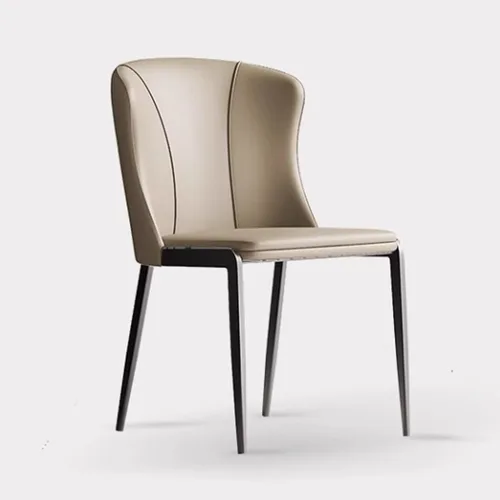 Juego de sillas de comedor de 1/2/4, sillas laterales de cocina tapizadas de cuero, silla de comedor con patas de metal, silla de negociación sin