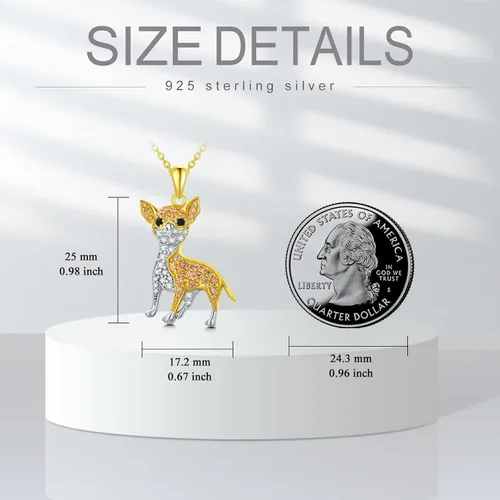 Miniatura 35 de Collares con colgante de perro de plata de ley S925 – 24 razas corgi/husky/labrador/pastor para mujer