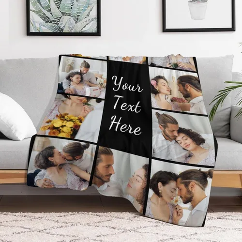 Miniatura 2 de D-Story Manta personalizada con fotos con cualquier texto - Mantas con imágenes personalizadas para Navidad, cumpleaños, regalos para parejas