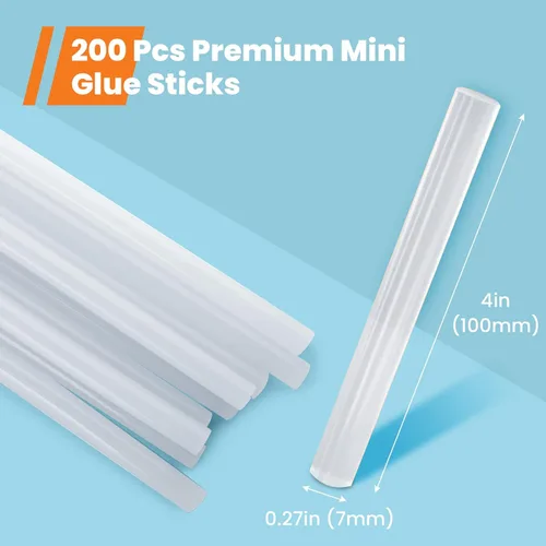 Miniatura 2 de Barras de pegamento para pistola de pegamento mini, GoGonova 200 piezas de barras de pegamento mini transparentes, 0.27" de diámetro y 4" de largo