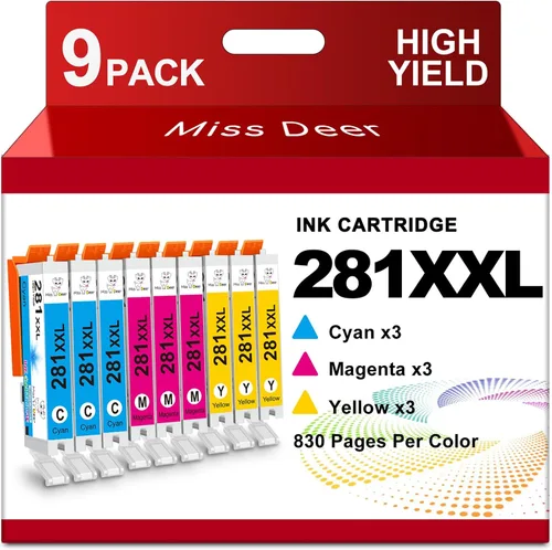 Miniatura 8 de Miss Deer CLI-281XXL Paquete de 6 colores de tinta compatible con cartuchos de tinta Canon 281, funciona para Canon Pixma TS6120 TS8120 TR7520