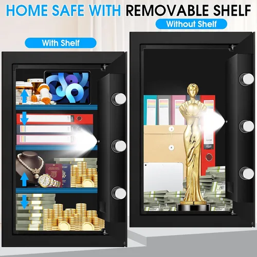Miniatura 4 de Caja fuerte grande de 5.2 pies cúbicos para el hogar, impermeable, impermeable, con teclado digital, llaves de repuesto, sistema de alarma y 3
