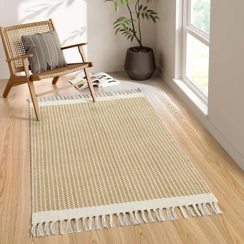 Miniatura 34 de Lahome Alfombras de baño bohemias, alfombra pequeña de 2 x 3 pies, alfombra ligera para entrada, alfombra de algodón tejida con borlas, alfombra