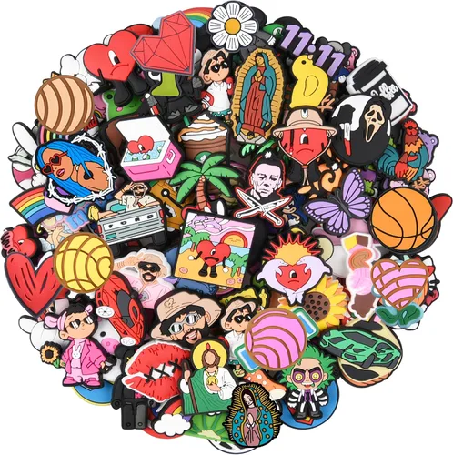 Lote de 25, 50, 100 dijes de zapatos diferentes al azar para decoración de zapatos para niños, niñas, hombres, mujeres, fiestas, regalos de