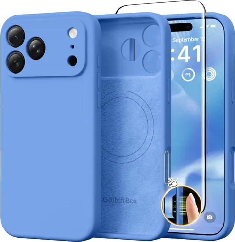Miniatura 67 de GolbinBox Funda magnética para iPhone 17, compatible con MagSafe, cubierta de silicona integrada para control de cámara, funda de silicona líquida a