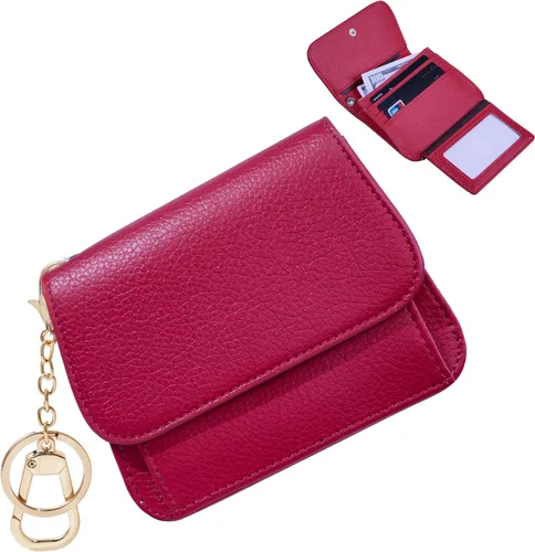 Miniatura 11 de Cartera pequeña para mujer, con bloqueo RFID, delgada y bolsillo para monedas, tarjetero plegable para tarjetas de crédito con ventana