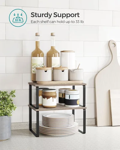 Miniatura 5 de SONGMICS Estante organizador de gabinete, juego de 4 estantes de encimera de cocina, almacenamiento de cocina, estante de especias, apilable, Tinta