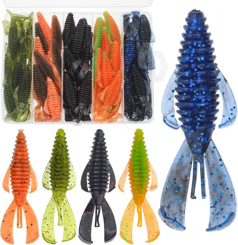 Miniatura 9 de Señuelos de pesca de calamar con cola de pulpo - Cabeza de anzuelo con luz de plástico suave - Kit de cebo para pesca de trucha y lubina