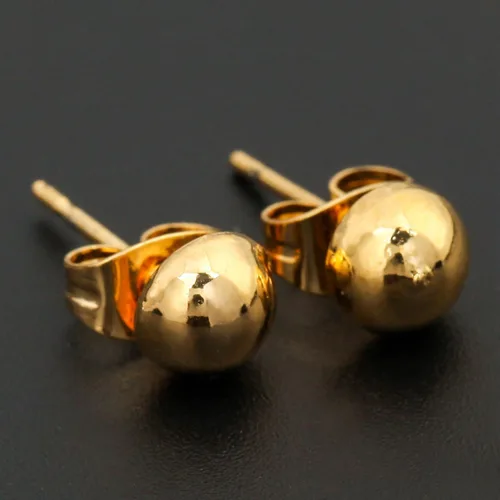 Miniatura 5 de Media bola Stud arete para las mujeres ronda 6mm 8mm 10mm 3par Set), varios tamaños