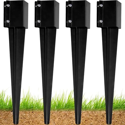 Anclaje de poste de valla de 4"x4", Anclaje de poste de valla de metal resistente de 36"x4"x4" con punta de tierra para buzón, comedero de pájaros,