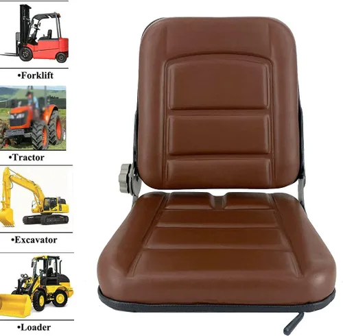 Miniatura 4 de Asiento universal para carretilla elevadora para cortacésped de jardín, asiento de suspensión plegable estilo Komatsu con respaldo ajustable, pista
