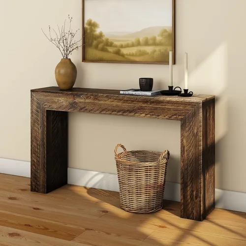 Miniatura 10 de Plank+Beam Mesa Consola Grand, Mesa de Sofá Moderna de Madera Maciza de 56 Pulgadas, Mesa de Entrada Estrecha para Pasillo, Detrás del Sofá, Sala