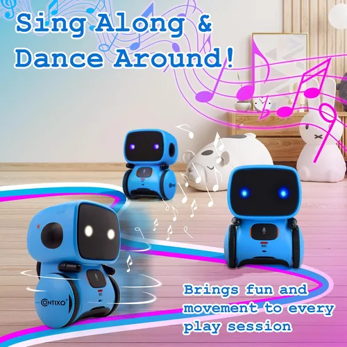 Miniatura 6 de Contixo R1 Juguete robot para niños, robots inteligentes interactivos azules con control de voz, que hablan, bailan, aprenden, sensor táctil