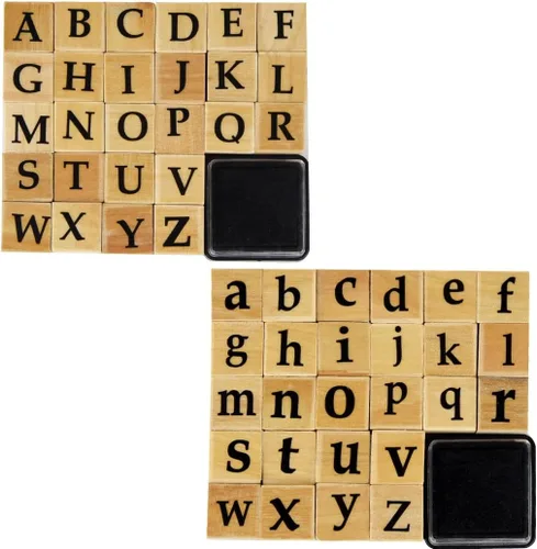 Sellos de goma de madera, 52 sellos de letras de madera vintage, sellos del alfabeto para hacer tarjetas, manualidades, álbumes de recortes