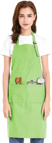 Miniatura 16 de TopTie Delantal con pechera unisex, delantal de cocina ajustable de lona de algodón con bolsillos