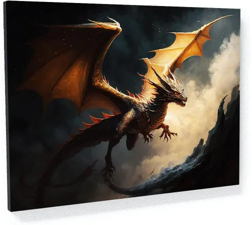 Miniatura 23 de Sense Canvas Dragon Creative 9 - Lienzo decorativo para pared, diseño de dragón para pared, póster grande para el hogar, 40 x 30 pulgadas, 0.75