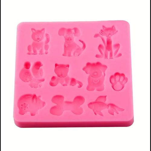 Miniatura 3 de 2 moldes de silicona para gatos, perros y zorros, de varias formas de animales de dibujos animados, moldes de grado alimenticio para fondant