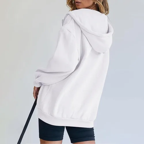 Miniatura 2 de SHAOBGE Sudaderas de otoño para mujer, sudaderas con cremallera de gran tamaño, ropa Y2K, chaqueta casual con cordón y bolsillos