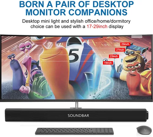 Miniatura 6 de Barra de sonido portátil para TV/PC, exterior/interior con cable e inalámbrico Bluetooth 5.0 altavoz con control remoto y cable óptico, barra