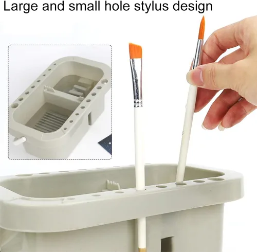 Miniatura 7 de Bibabala Limpiador de pinceles de pintura al óleo con bandeja de paleta de pintura, tazas de pintura con tapas, soporte para pinceles de pintura