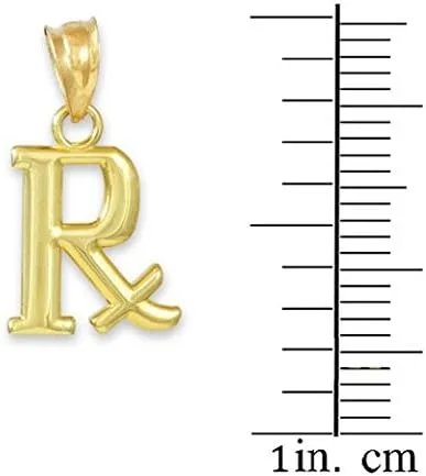Miniatura 2 de Colgante de oro de 10 quilates con símbolo de prescripción Rx, Oro amarillo