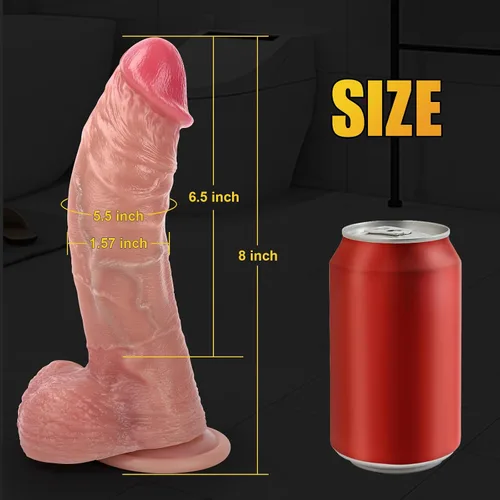 Miniatura 6 de Consolador realista curvado de 8 pulgadas, consolador grande de silicona realista para principiantes con fuerte ventosa para jugar con manos libres